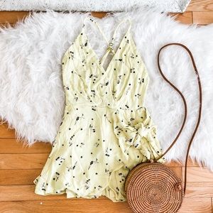 Free People Yellow Floral Tie Front Skort Romper